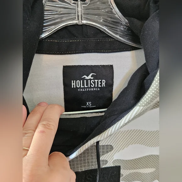 Hollister Hoodie Size Oversized XS Men's Black Gray Camo Sweatshirt - Picture 4 of 4